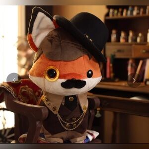 Steampunk Fox Plush with Hat and Monocle